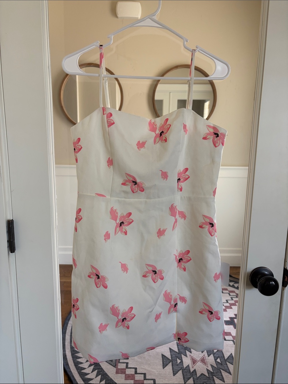 Lulu's White Dress with Pink Floral Print